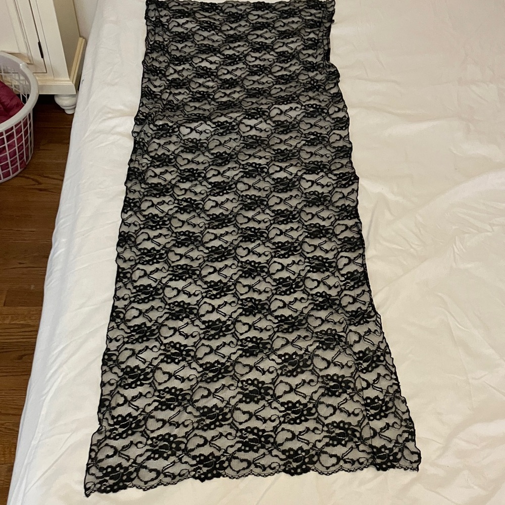 56x21 rolled edge hem lace scarf